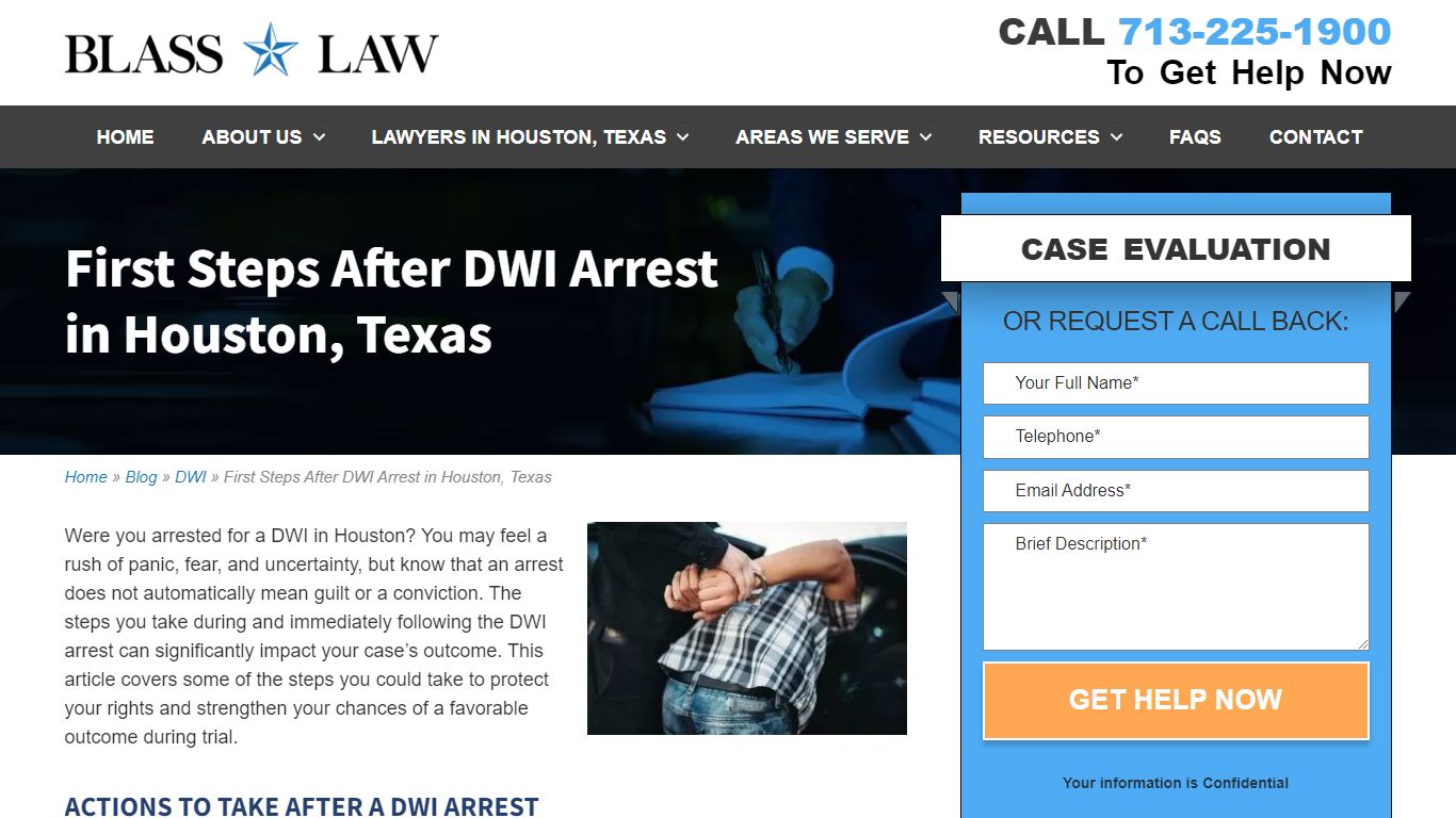 First Steps after DWI Arrest in Houston, Texas | Blass Law